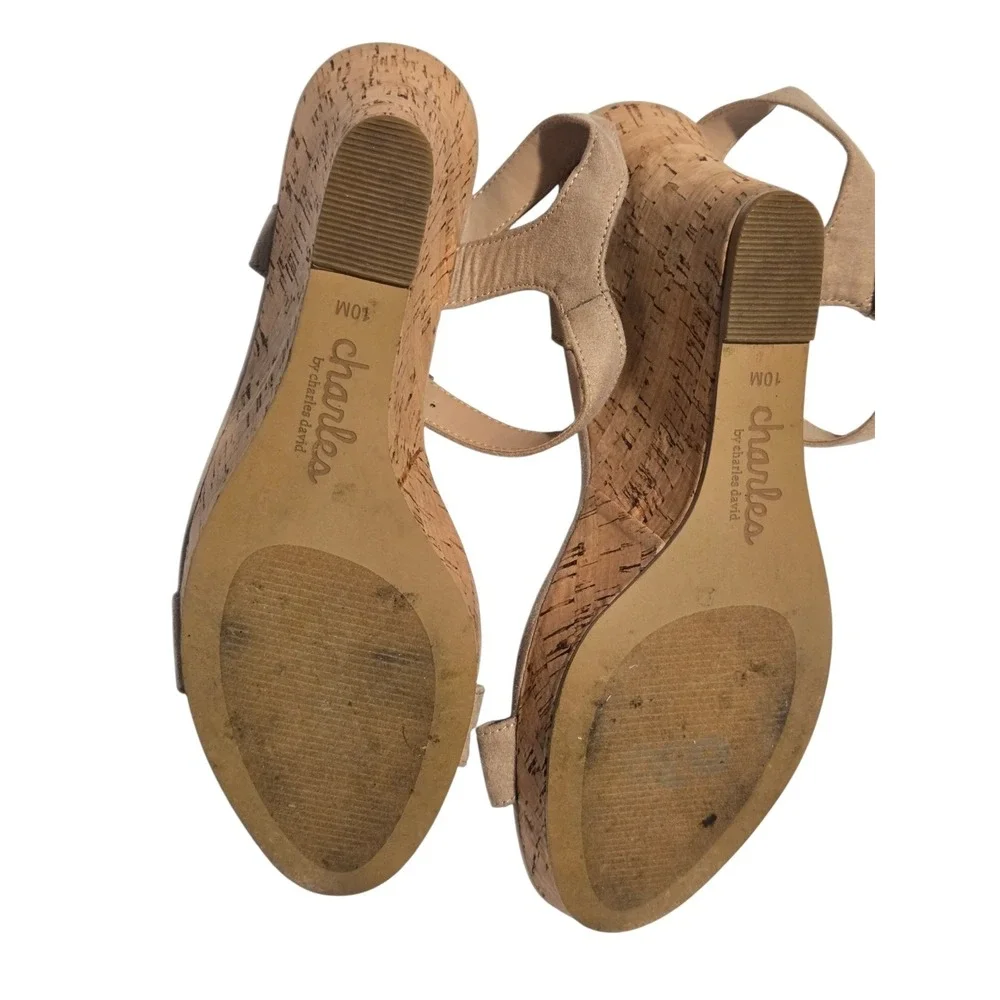 Charles by Charles David Lindy Suede Wedge Sandals Size 10M Buckle Strap